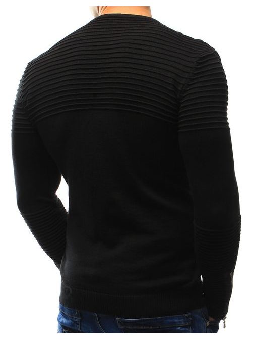 Moderný čierny sveter s dekoratívnymi zipsami