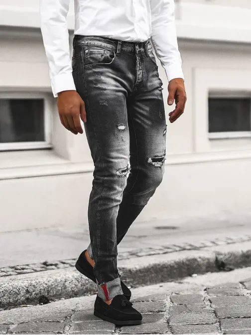 Čierne trendy slim fit rifle NB/MP0126N