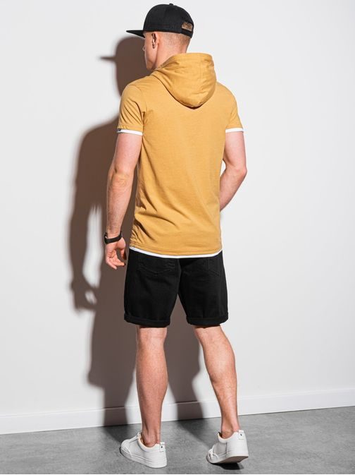 Trendové horčicové tričko s kapucňou  S1376