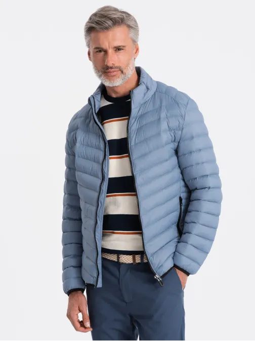 Svetlo-modrá prešívaná prechodná bunda C528