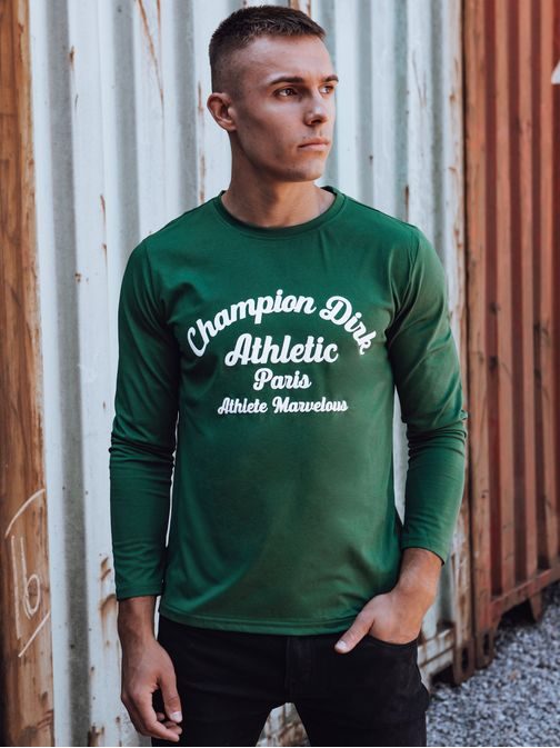 Jedinečné zelené tričko s dlhým rukávom a potlačou