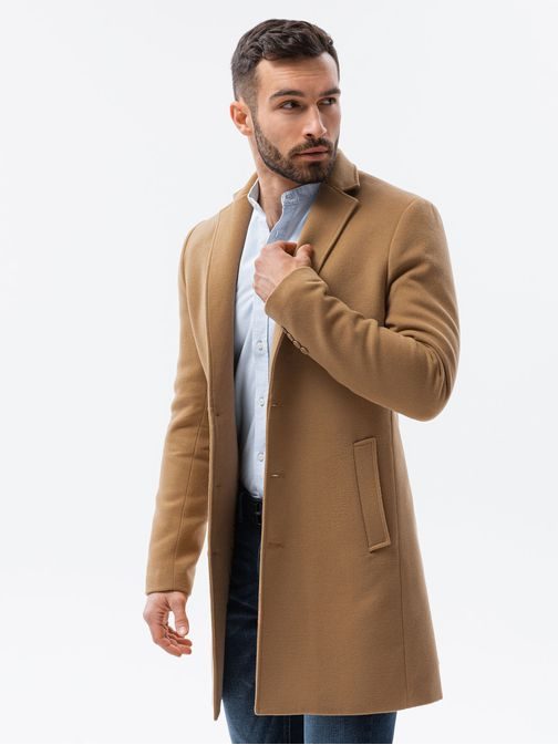 Kamelový elegantný kabát C536