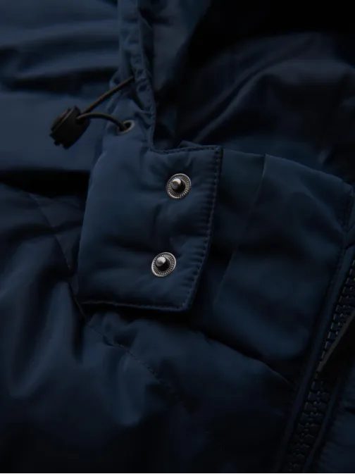 Pánska modrá prešívaná bunda s kapucňou V4 JAHP-0304