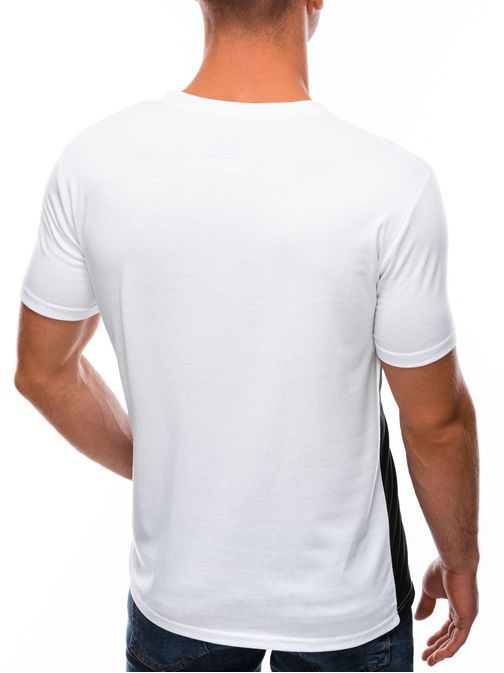 Zaujímavé biele tričko s krátkym rukávom S1513