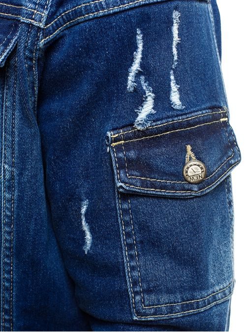 Predĺžená tmavo-modrá jeansová bunda OTANTIK 474K