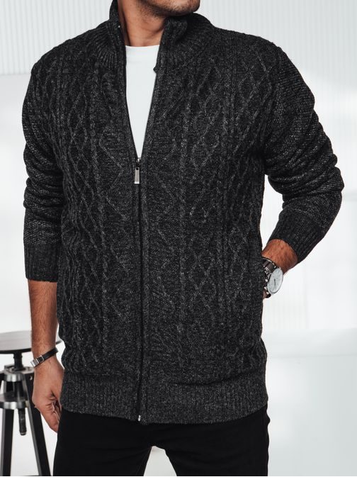 Trendy vzorovaný grafitový pánsky sveter