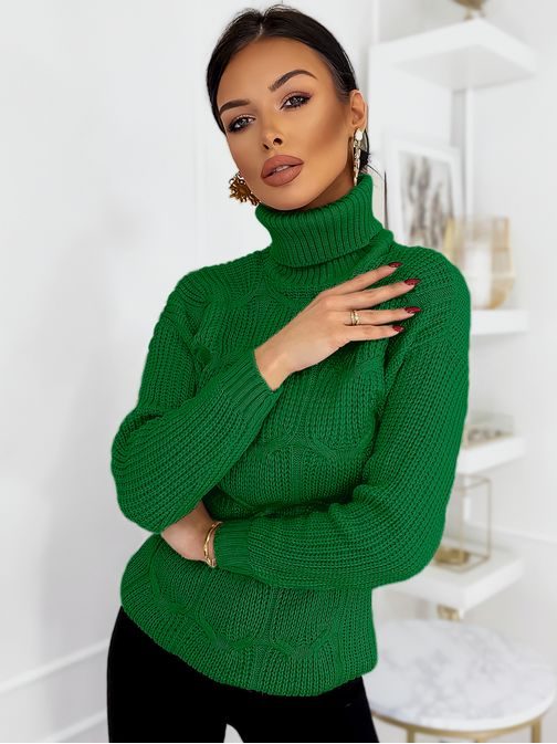 Zelený dámsky trendy sveter Carinna