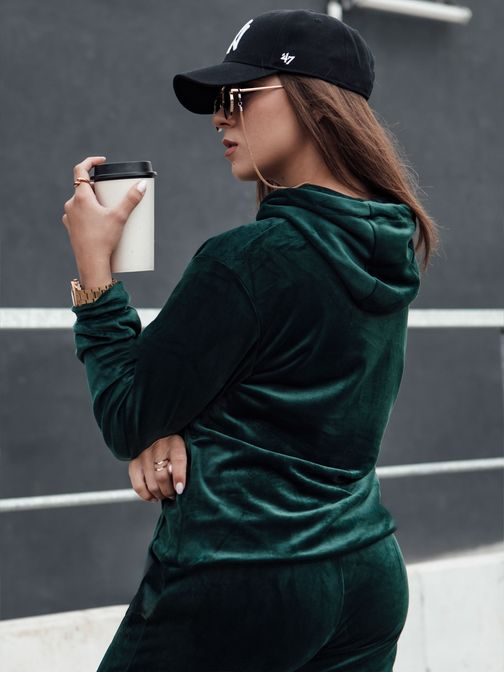 Velúrová dámska zelená tepláková súprava Relax Fit