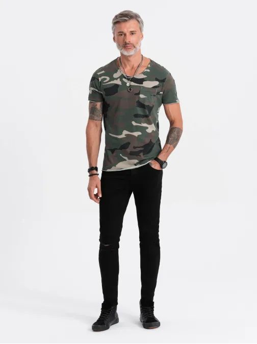 Moderné khaki maskáčové tričko S1616