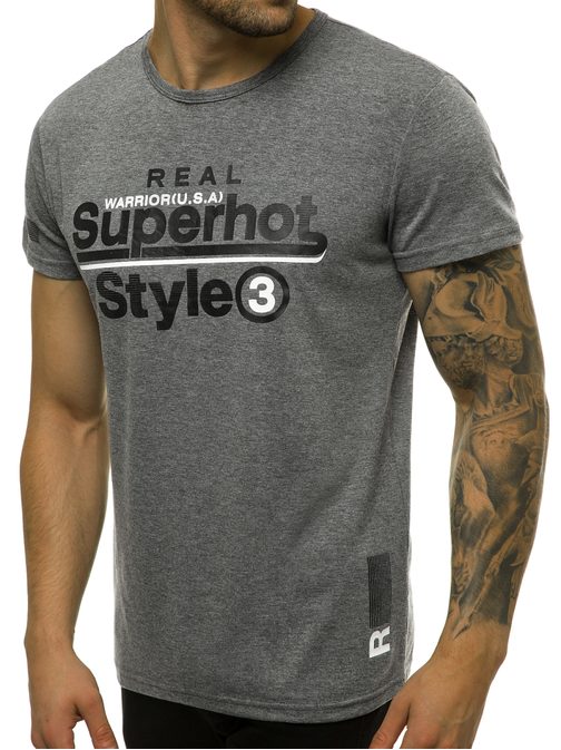Atraktívne grafitové tričko s potlačou JS/SS10903Z