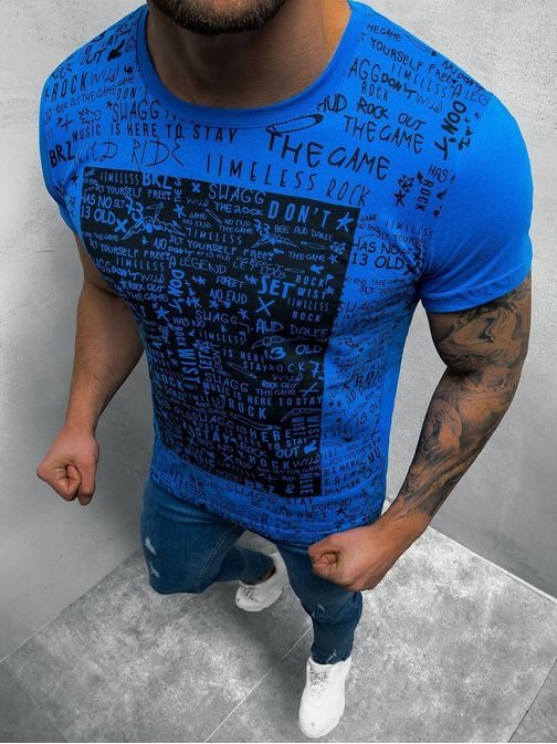 Nebesky modré tričko so štýlovou potlačou O/1173Z