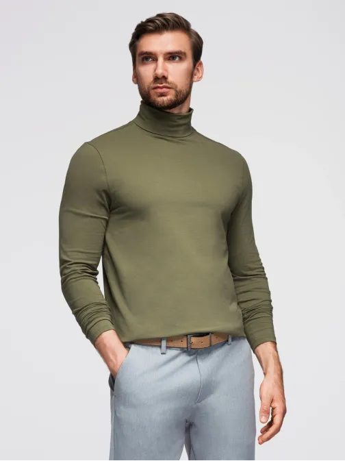 Moderný olivový pánsky rolák  V4 LSCL-0130