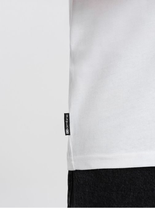 Jedinečné biele krátke tričko s potlačou V3 tspt-0164