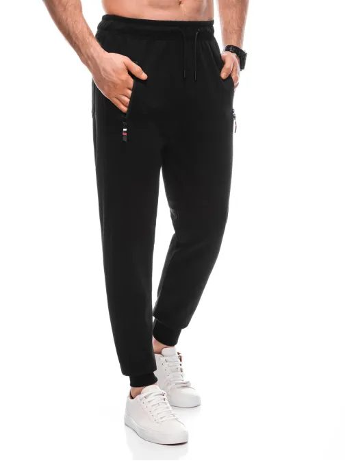 Trendy čierne pánske tepláky P1437