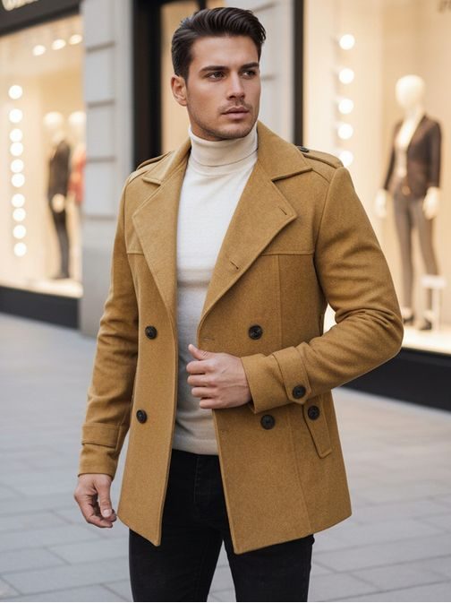 Elegantný kamelový pánsky kabát