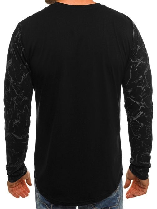 Čierne tričko s dlhým rukávom so štýlovou potlačou J.STYLE SX022