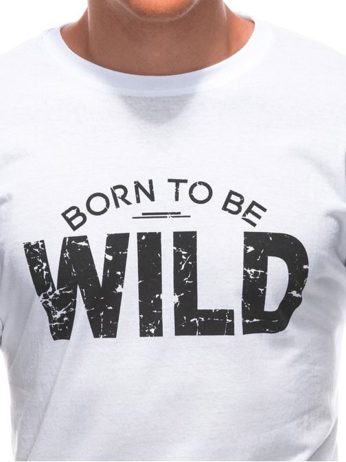 Pánske biele tričko s nápisom Wild S1880