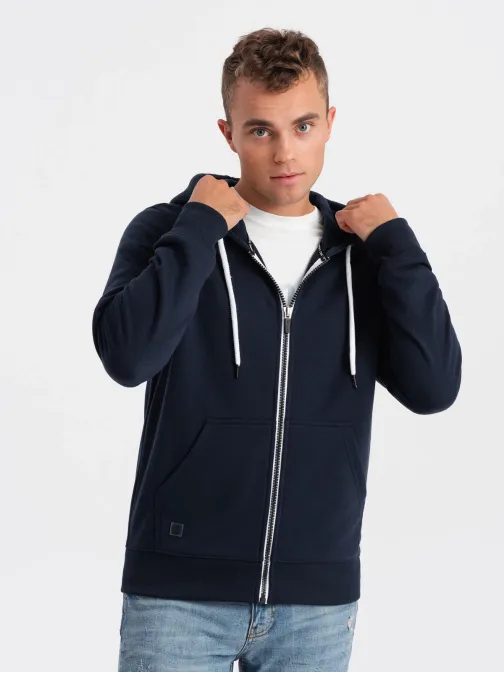 Trendy tmavo modrá mikina na zips V2 OM-SSBZ-0118