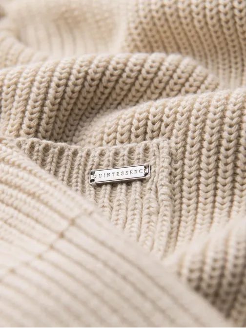 Béžový pánsky pletený kardigán na gombíky V2 SWCD-0153