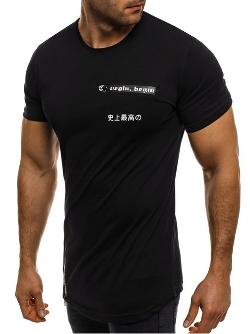 Štýlové predĺžené tričko so zipsami čierne BREEZY 293