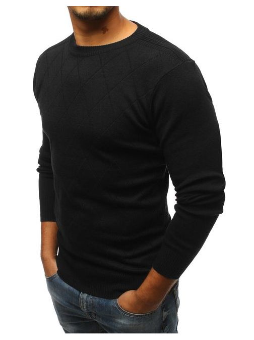 Čierny vzorovaný sveter pre pánov