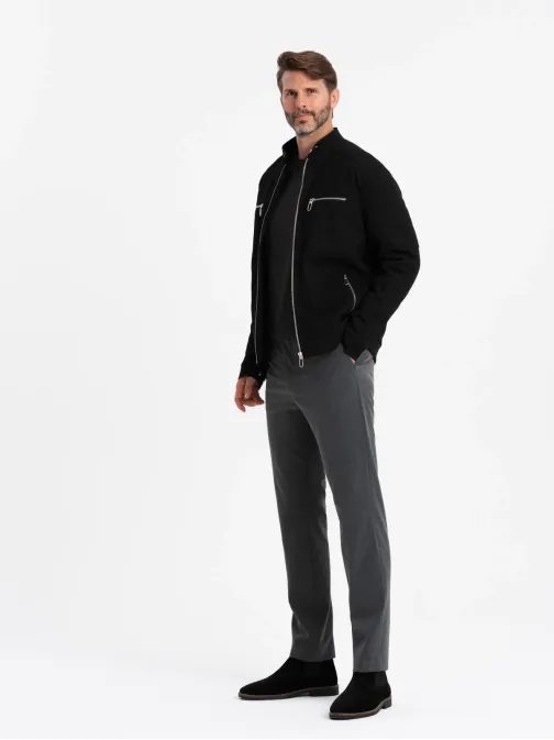 Trendy čierna motorkárska bunda V2 JALP-0157