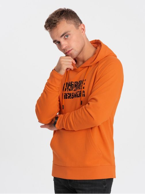 Trendy oranžová mikina s nápisom V1 SSPS-0155