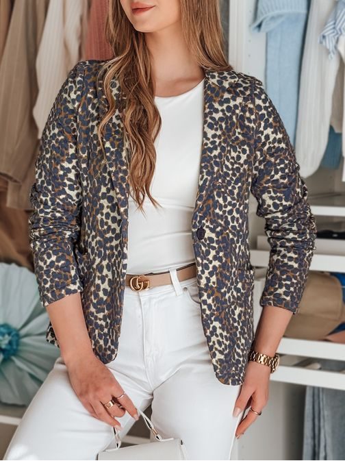 Vzorované modré dámske sako MARABELL