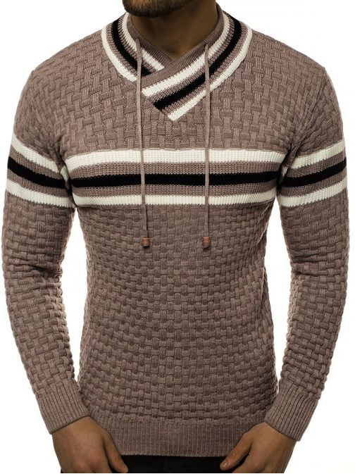 Zaujímavý béžový sveter O/5010X