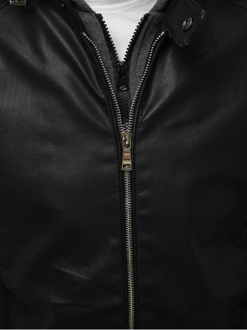 Čierna koženka s kapucňou JB/JP1172Z