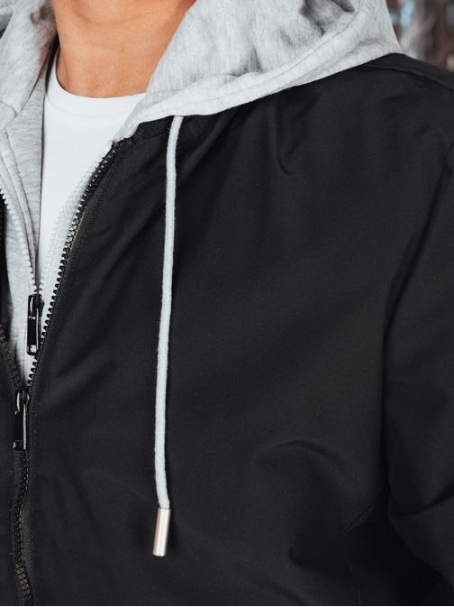 Jedinečná čierna bomber bunda s kapucňou