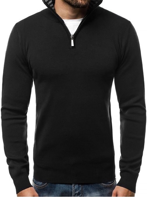 Pánsky čierny sveter so zipsom HR/1878