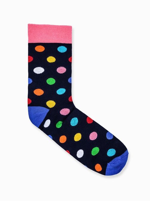 Modré ponožky s farebnými bodkami U45