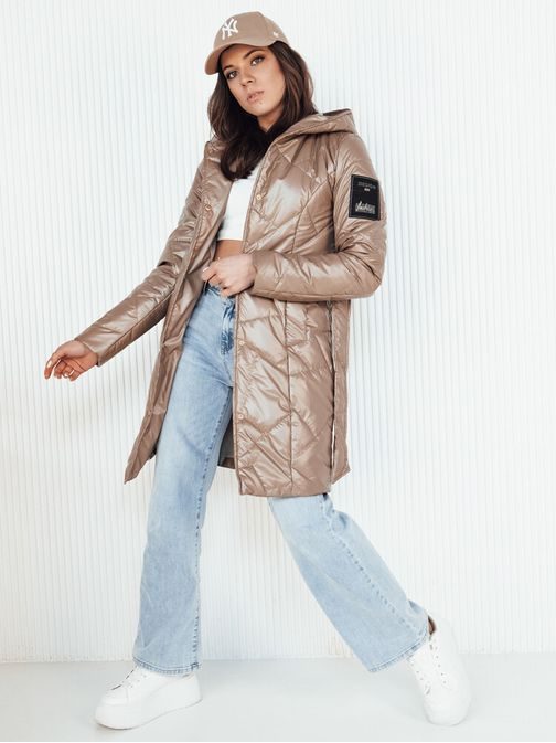 Prešívaný dámsky kabát v kamelovej farbe Paul