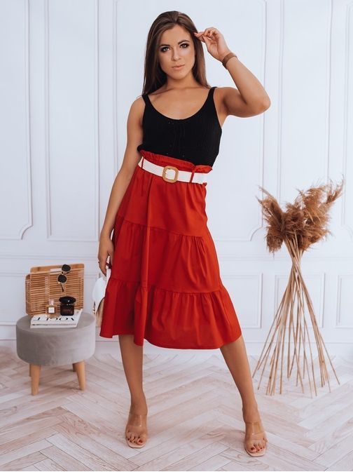 Trendy midi sukňa Randina v červenej farbe