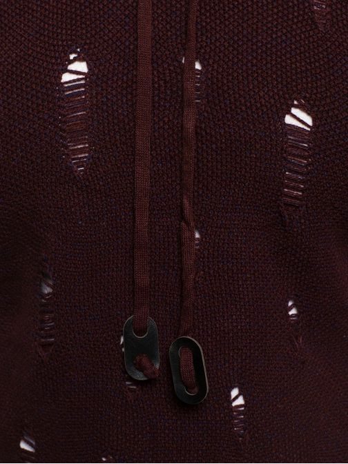 Bordový podšitý sveter s dierami BREEZY B9012S