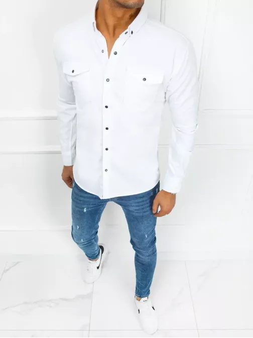 Džínsová košeľa v bielej farbe