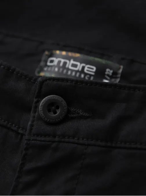 Pánske čierne chinos šortky s lemom V9 SRCS-0197