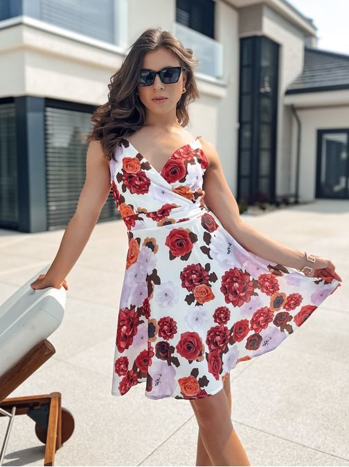 Biele šaty s motívom kvetov Lumina