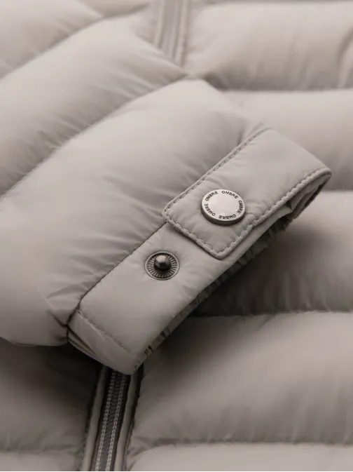 Jedinečná šedá prešívaná bunda s vysokým golierom V2 JALP-0231