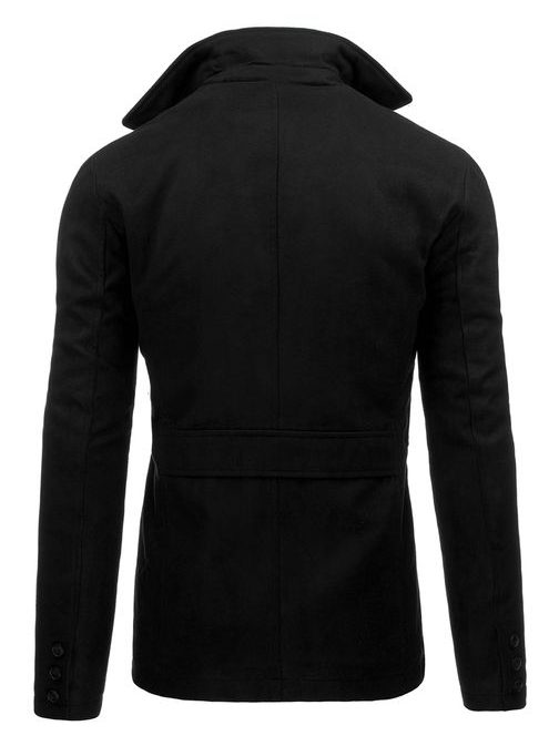 Fantastický čierny jednoradový kabát na zimu 3137