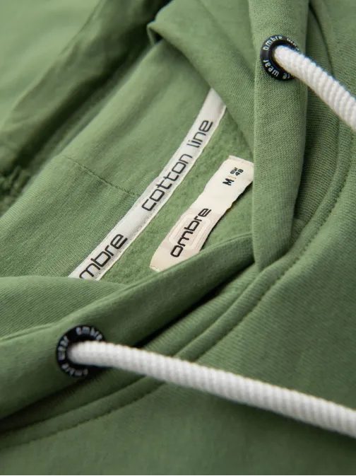 Módna zelená mikina s kapucňou SSBN-0270