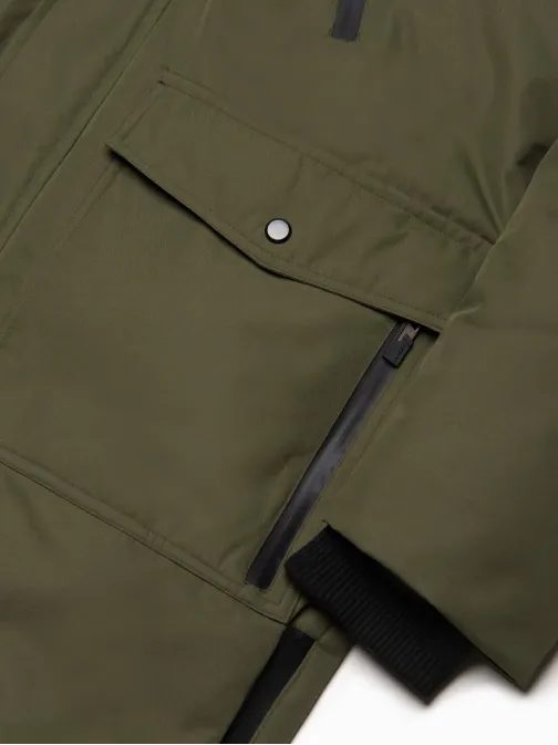 Zimná originálna olivová prešívaná parka V3 JALJ-0148