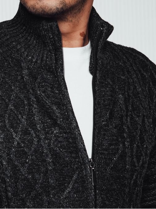 Trendy vzorovaný grafitový pánsky sveter