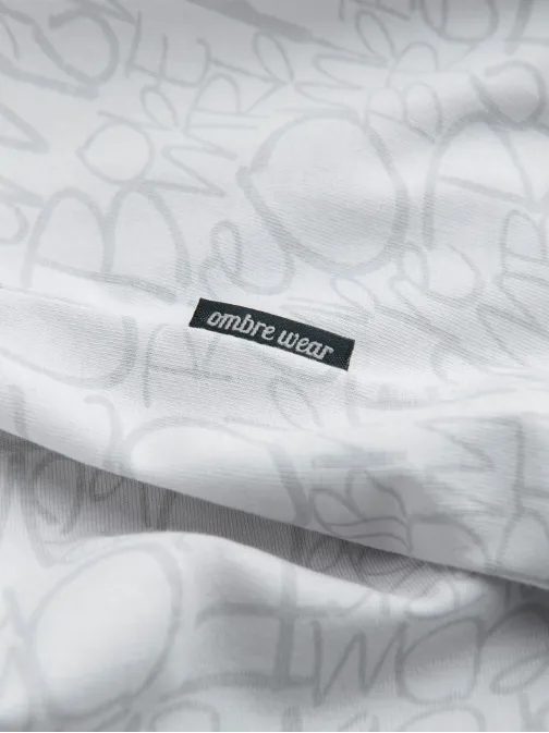 Šedé tričko s trendy potlačou a vreckom V3 TSFP-0188