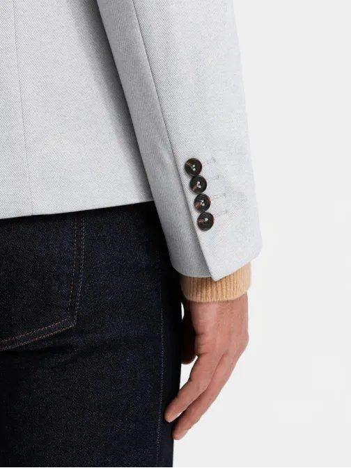 Nadčasové  šedé sako so stojačikom  V4 BLZB-0131