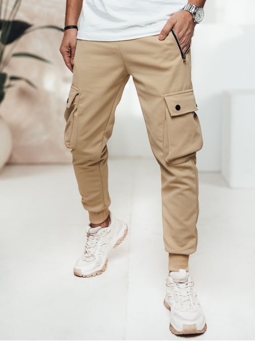 Pútavé béžové kapsáčové joggery