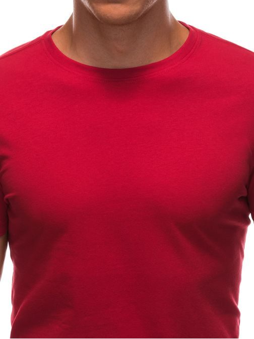 Červené bavlnené tričko s krátkym rukávom S1683