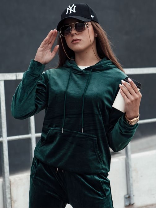Velúrová dámska zelená tepláková súprava Relax Fit