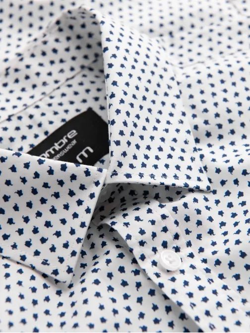 Jedinečná biela košeľa s trendy vzorom V2 SHCS-0140